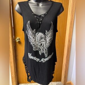 Harley-Davidson Black Lace-Up Eagle Tank Top